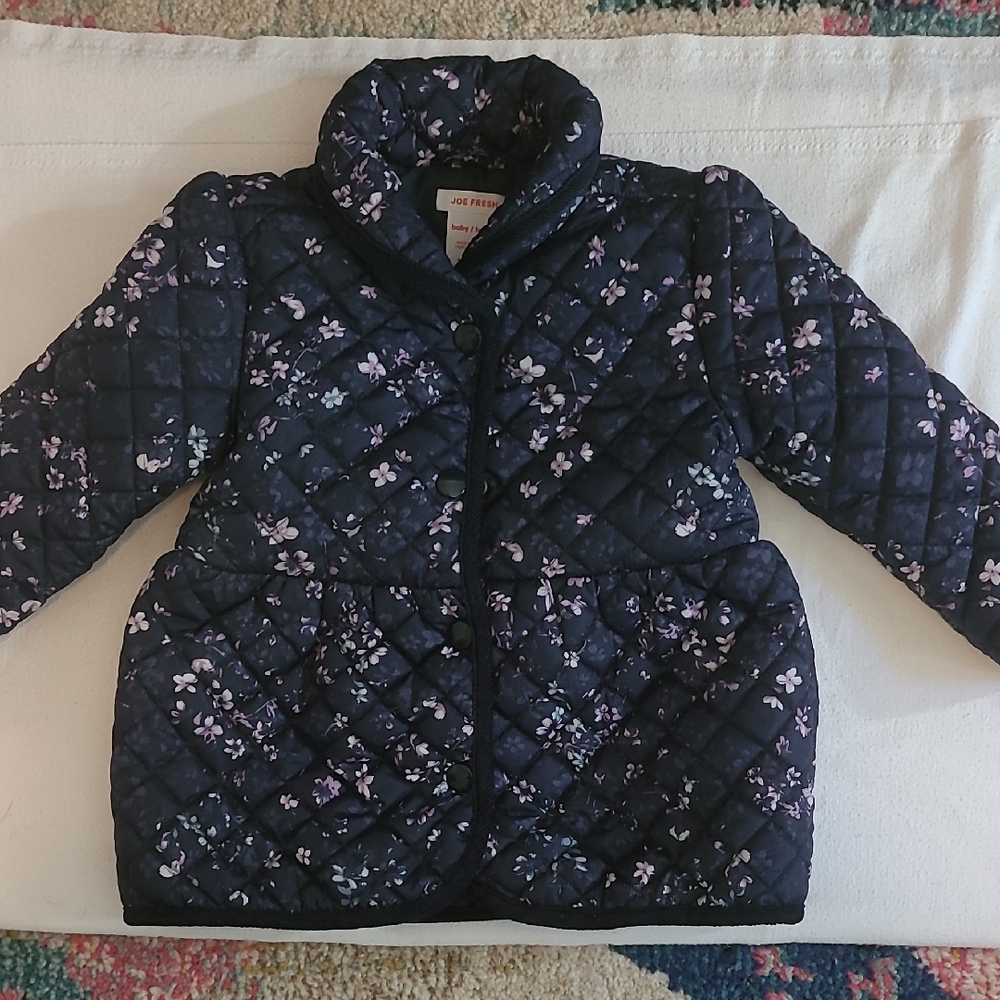 Joe Fresh Kids Quilted Puffer Jacket - Navy Floral